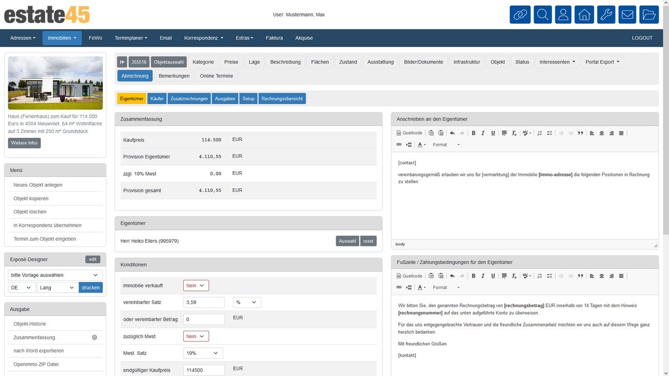 Abrechnung Screenshot