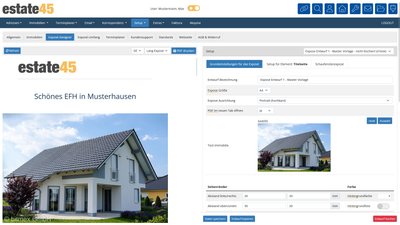 Maklersoftware Expos&eacute; Designer mit Live-Vorschau