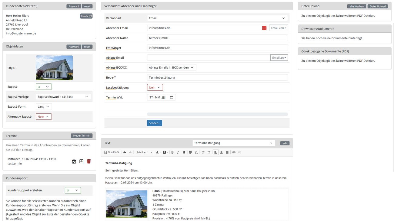 Korrespondenz Tool Screenshot