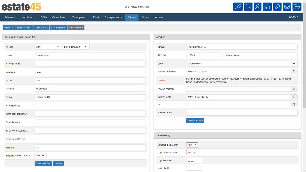 Mitarbeiterverwaltung Screenshot