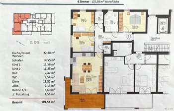 Grundrissplan (Küche = Kind 2)