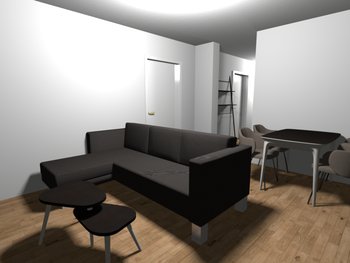Wohnzimmer 3-Zimmer EG 3D-Visualisierung