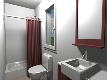 Bad 1-Zimmer Apt. EG 3D-Visualisierung