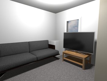1-Zimmer Apt. EG 3D-Visualisierung