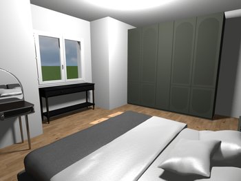 Schlafzimmer 3-Zimmer EG 3D-Visualisierung