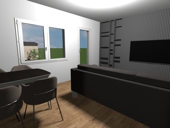 Wohnzimmer 3-Zimmer EG 3D-Visualisierung