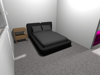 Schlafbereich 1,5-Zimmer Apt. DG 3D-Visualisierung