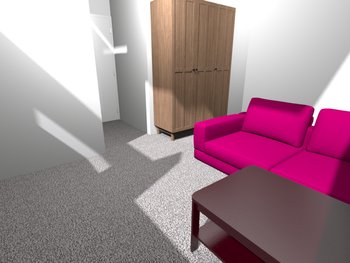 Wohnbereich 1,5-Zimmer Apt. DG 3D-Visualisierung