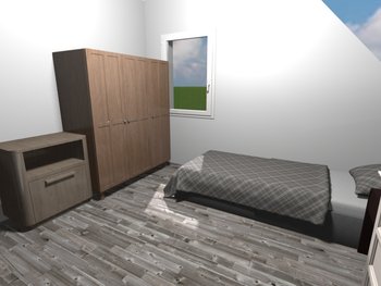 1-Zimmer Apt. DG 3D-Visualisierung