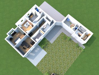 Vogelperspektive EG 3D-Visualisierung
