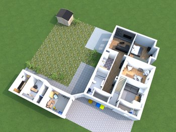 Vogelperspektive EG 3D-Visualisierung